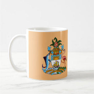 Bahamas Coat of Arms - Marlin, Flamingo, Conch Coffee Mug