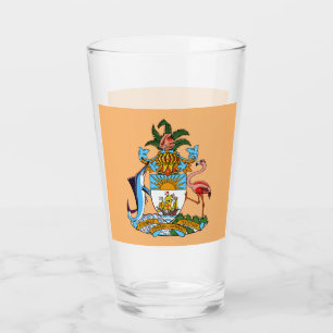 Bahamas Coat of Arms - Marlin, Flamingo, Conch Glass