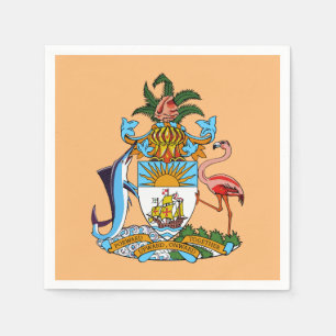 Bahamas Coat of Arms - Marlin, Flamingo, Conch Napkin