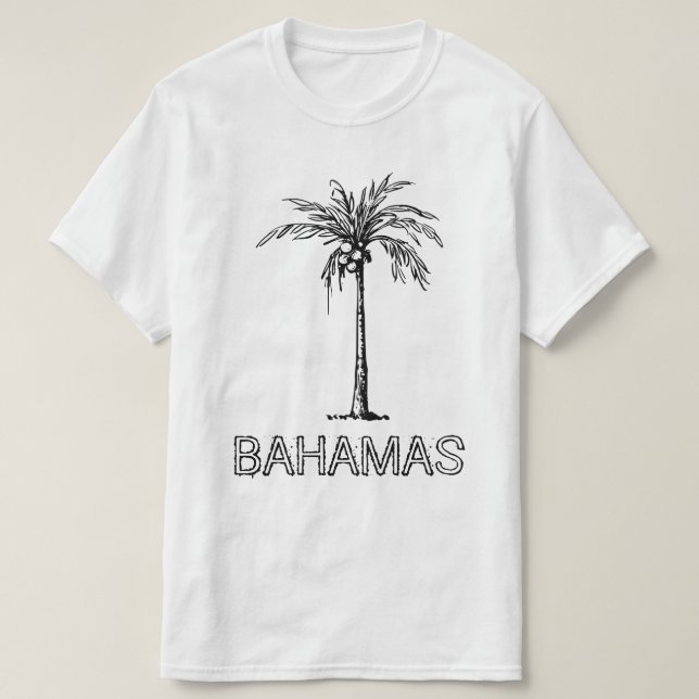 Bahamas coconut tree black & white design T-Shirt (Design Front)