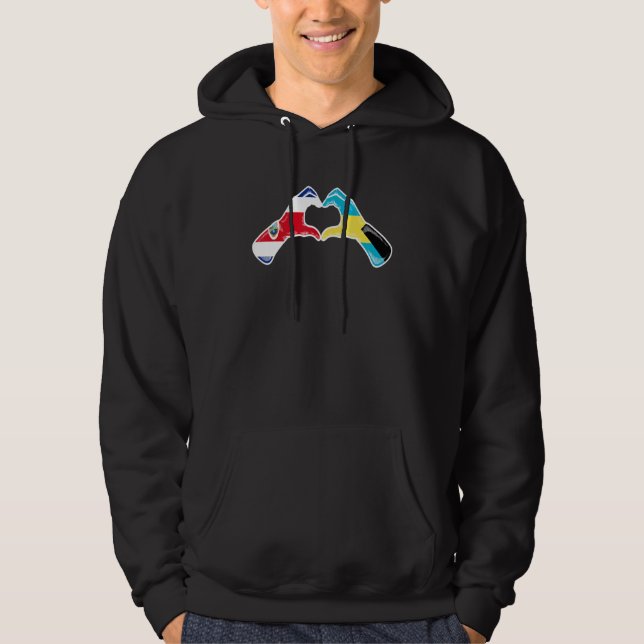Bahamas Costa Rica Flag Bahamians Costa Rican Hear Hoodie (Front)
