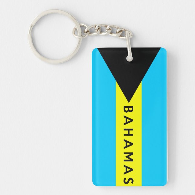 bahamas country flag symbol name text key ring (Front)