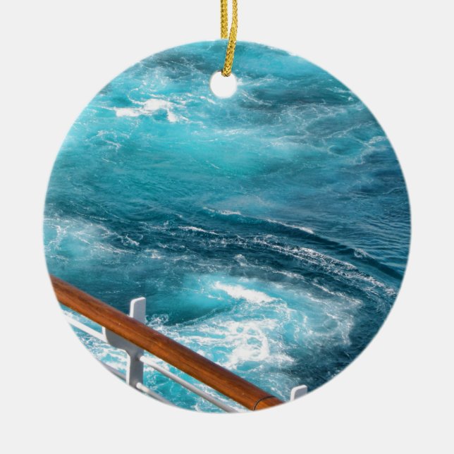 Bahamas Cruise - Turquoise Wake Ceramic Tree Decoration (Front)