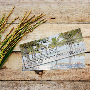 Bahamas Destination Boarding Pass Wedding  Invitation