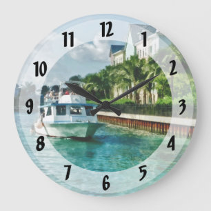Bahamas - Ferry to Paradise island Large Clock