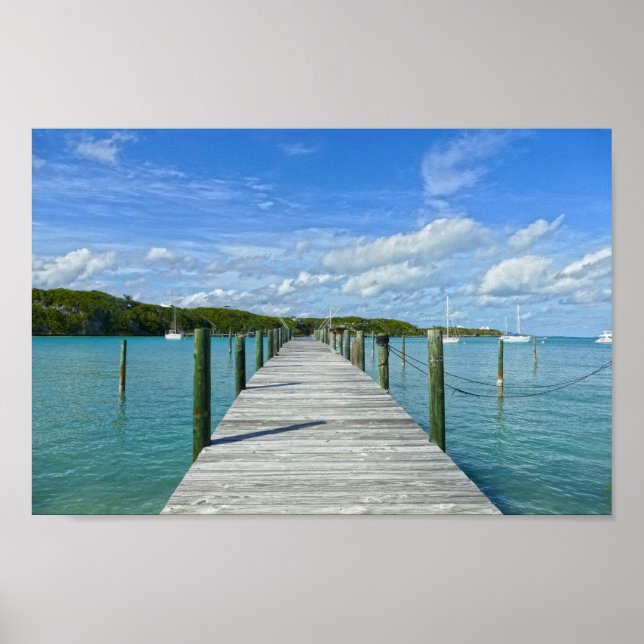 Bahamas Fishing Pier, Great Abaco Island, Bahamas Poster (Front)