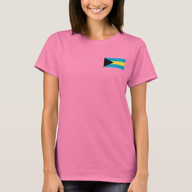 Bahamas Flag and Map dk T-Shirt (Front)