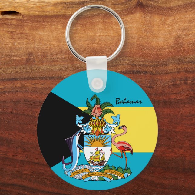 Bahamas Flag & Bahamas holiday, patriots /sports Key Ring (Front)