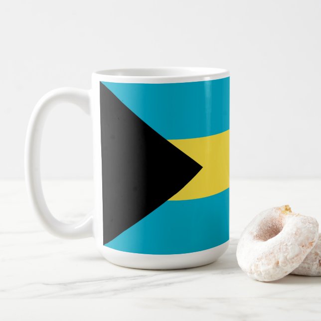 Bahamas flag coffee mug (With Donut)
