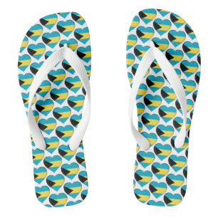 Bahamas Flag Colours Hearts Pattern Patriotic Flip Flops