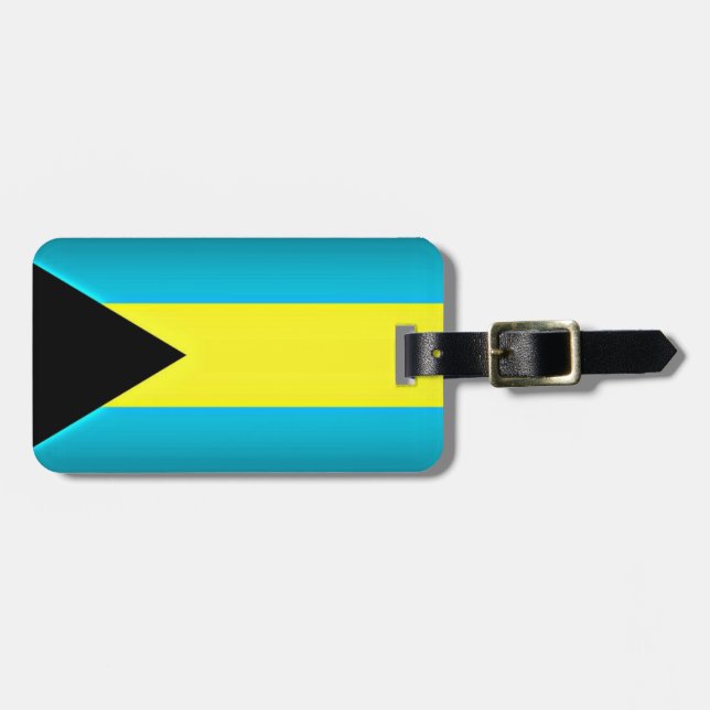 Bahamas Flag Dark Edge Luggage Tag (Front Horizontal)