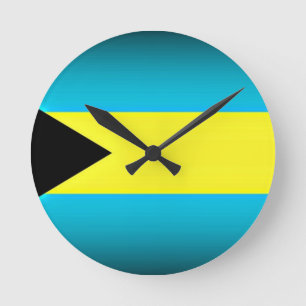 Bahamas Flag Dark Edge Round Clock