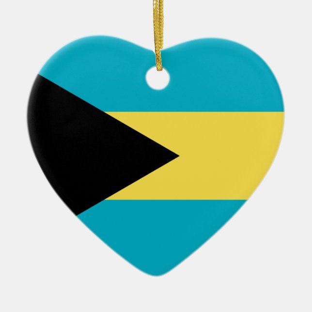 Bahamas Flag Heart Ceramic Tree Decoration (Front)