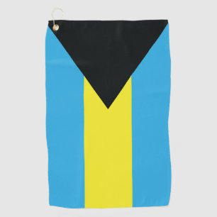 Bahamas Flag in Black, Gold, and Aquamarine Golf Towel
