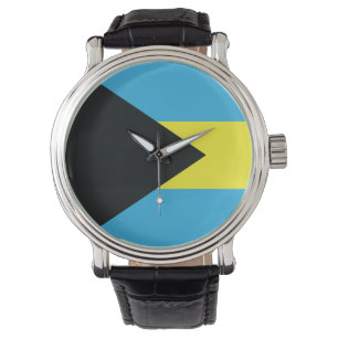Bahamas Flag in Black, Gold, and Aquamarine Watch