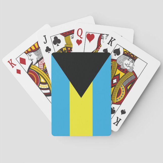 Bahamas Flag in Blue, Black, and Yellow Playing Cards (Back)