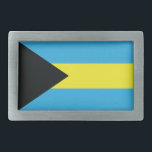 Bahamas Flag in Blue, Black, and Yellow Rectangular Belt Buckle<br><div class="desc">This vibrant design captures the essence of the Bahamas flag, celebrating the beauty and resilience of the island nation. The black triangle symbolises the strength and vigour of the Bahamian people, while the blue bands represent the sky and ocean, and the golden yellow reflects the sun and sandy beaches. I...</div>