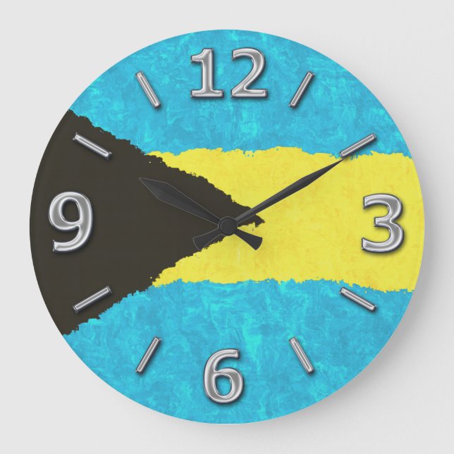 BAHAMAS FLAG LARGE CLOCK (Front)