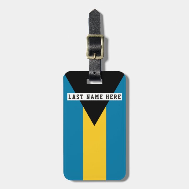 Bahamas Flag Luggage Tag (add your address back) (Front Vertical)