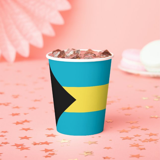 Bahamas flag paper cups (Insitu)