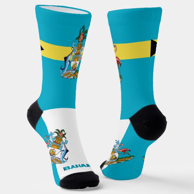Bahamas Flag Patriotic, Sustainable Bahamas Socks (Angled)