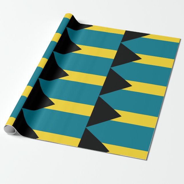 Bahamas Flag Patterned Wrapping Paper (Unrolled)