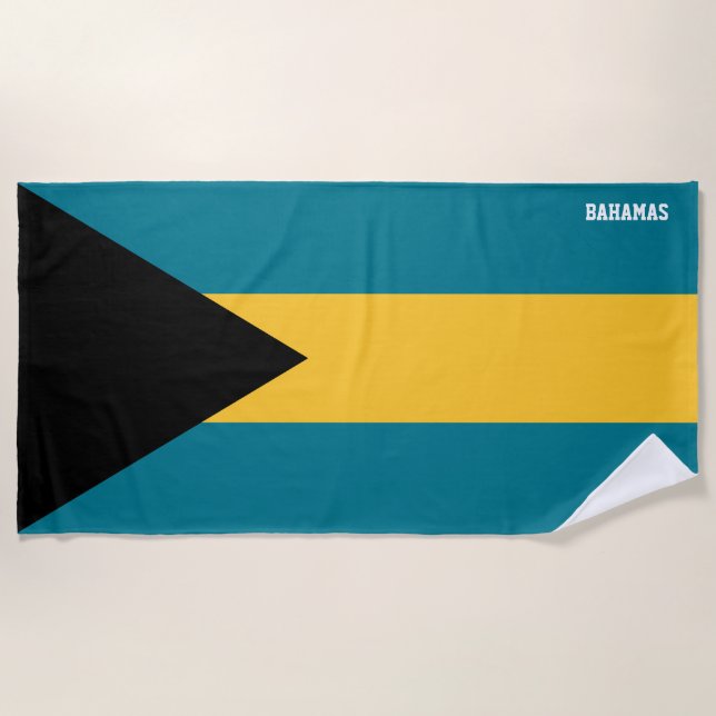 Bahamas Flag Splendid Patriotic Beach Towel (Front)