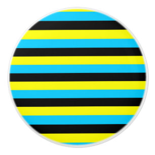 bahamas flag stripes country pattern blue yellow b ceramic knob