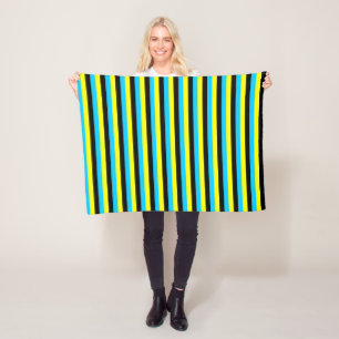 bahamas flag stripes country pattern blue yellow b fleece blanket