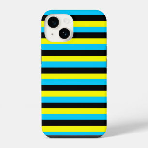 bahamas flag stripes country pattern blue yellow b iPhone 14 case