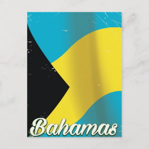 Bahamas Flag vintage travel poster Postcard