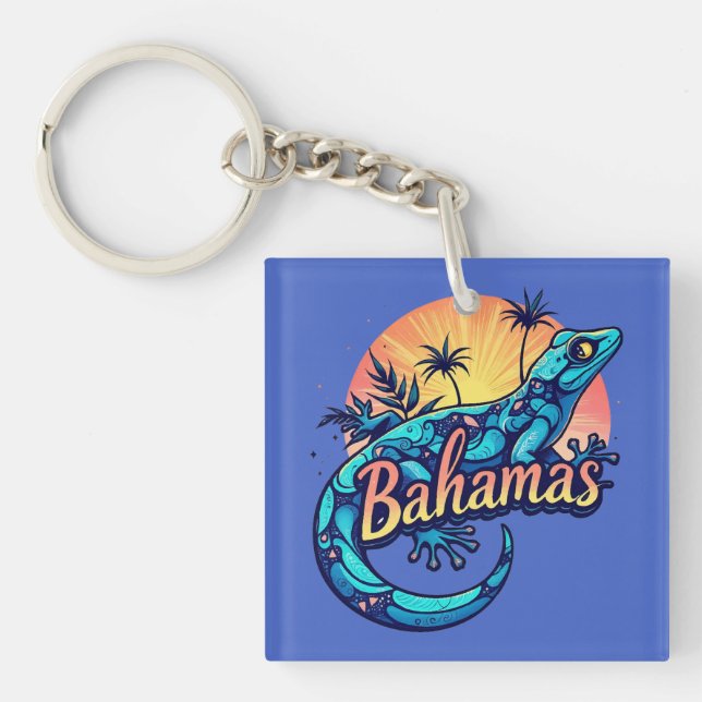 Bahamas Gecko Caribbean Key Ring (Front)