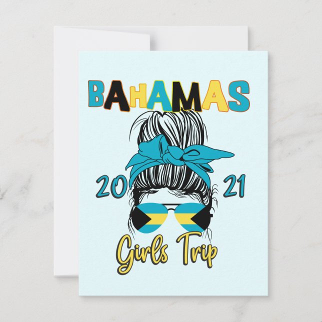 Bahamas Girls Trip Vacation Matching 2021 Thank You Card (Front)