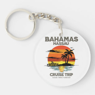 Bahamas Harbour Cruise Sunset Key Ring