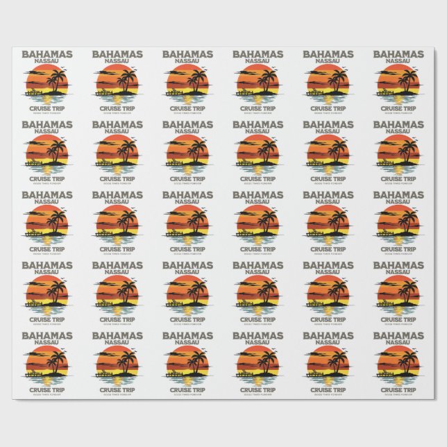 Bahamas Harbour Cruise Sunset Wrapping Paper (Flat)