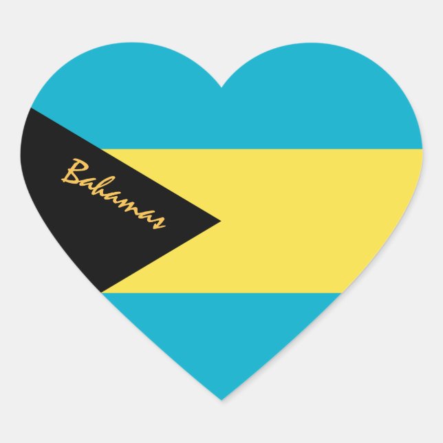 Bahamas Heart Sticker, Patriotic Bahamas Flag Heart Sticker (Front)