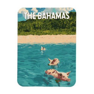 Bahamas Illustration Travel Art Vintage Magnet