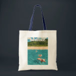 Bahamas Illustration Travel Art Vintage Tote Bag<br><div class="desc">Bahamas vector artwork design. The Bahamas,  a stunning Caribbean paradise,  is known for its crystal-clear waters,  white sandy beaches,  and vibrant island culture.</div>