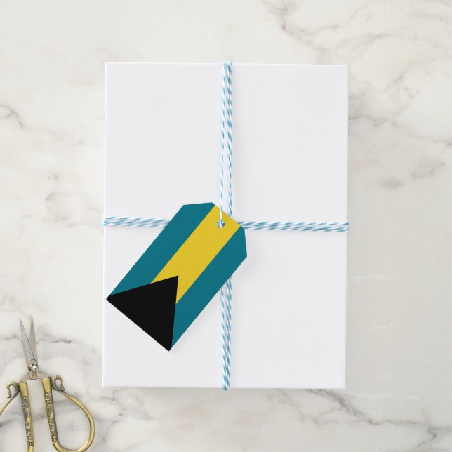 Bahamas Islands Flag Birthday Gift Tags (With Twine)