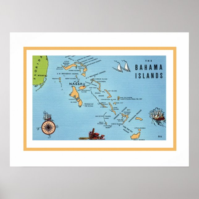 Bahamas Islands Map 18x24 Poster (Front)