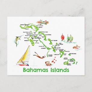 Bahamas Islands Map Postcard