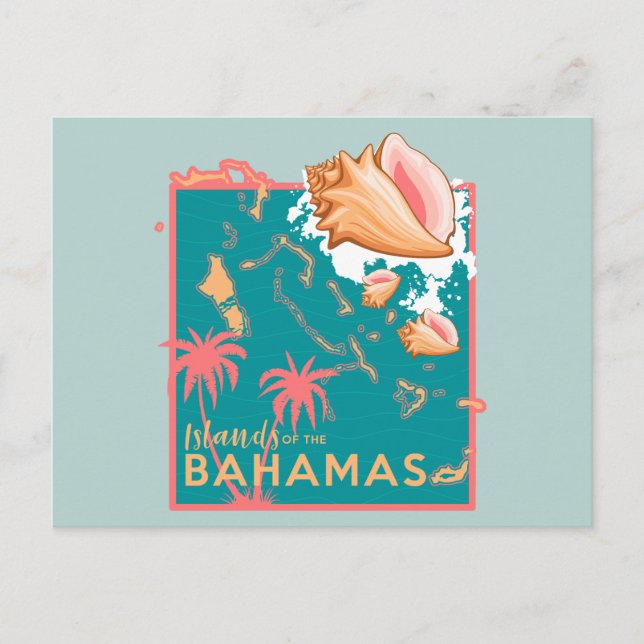 Bahamas Map Bahamas Postcard Vacation Cruise (Front)