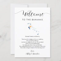 Bahamas Map Wedding Welcome Letter Itinerary Card
