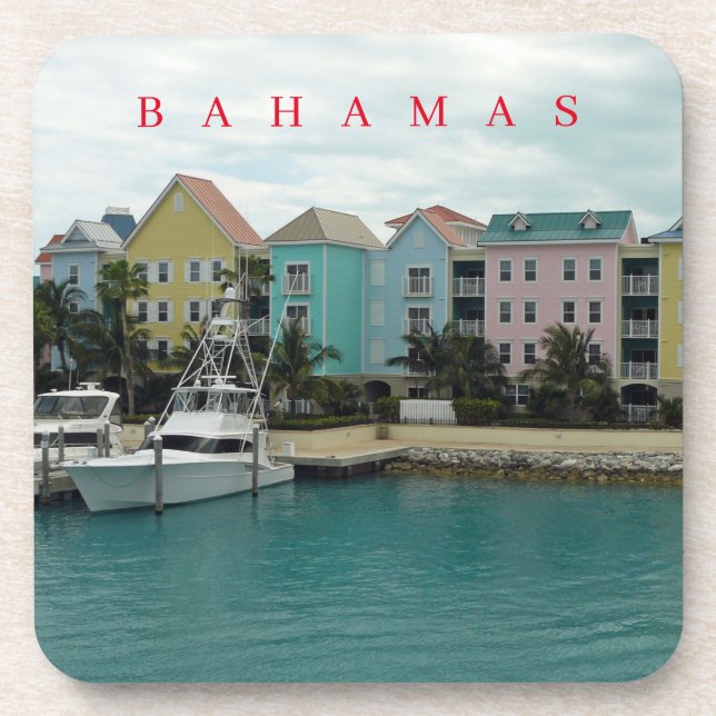 Bahamas Marina Village view coasters (Front)