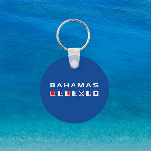 Bahamas Maritime Nautical Signal Flags Dark Color Key Ring
