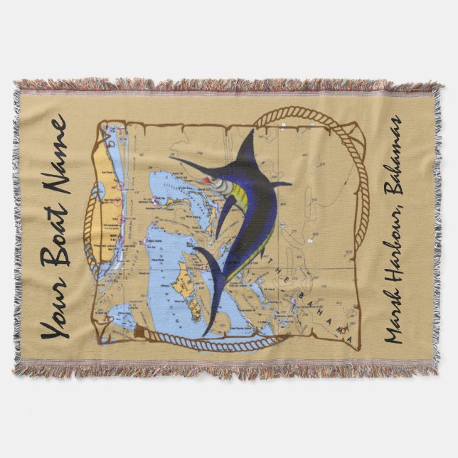 Bahamas Marlin Throw Blanket (Front)
