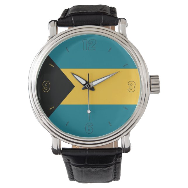Bahamas National Flag Elegant Patriotic Watch (Front)