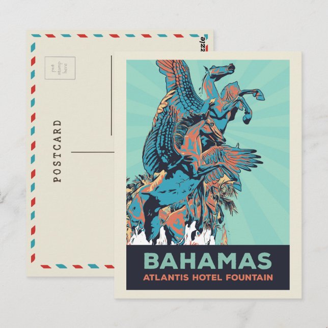 Bahamas Paradise Island, Atlantis resort fountain  Postcard (Front/Back)