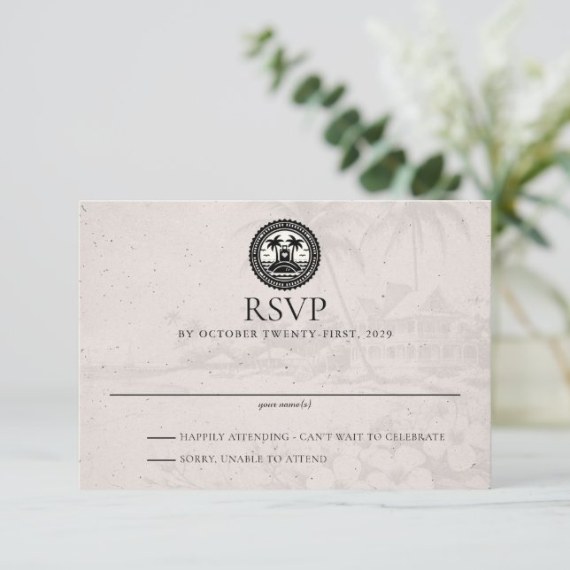 Bahamas Passport Wedding RSVP Card (Standing Front)