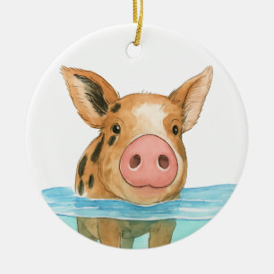 Bahamas Pig Vacation 2025 Souvenir Family Gift Ceramic Tree Decoration